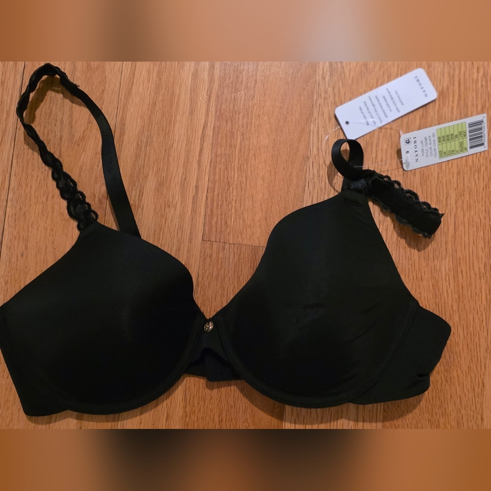 NATORI Pure Luxe Custom Coverage Contour Underwire Bra 36B Nwt Black